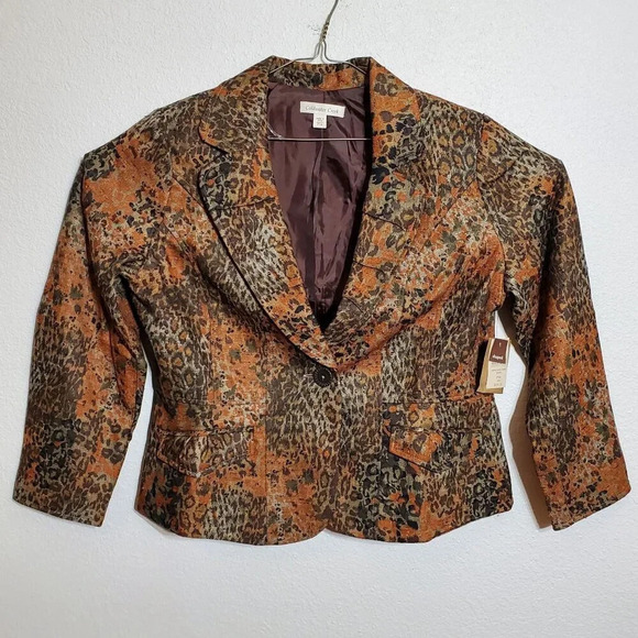 Coldwater Creek Womens Jacket Petite P14 Animal Print Tweed Jacket blazer - Picture 2 of 13